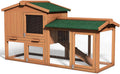 58" Wooden Chicken Coop with Nesting Box  Tray, Outdoor Rabbit Hutch (58x21x34)