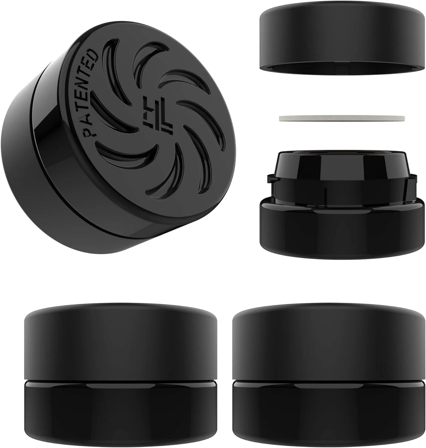 Black Glass Thick Child Resistant Containers – Concentrate Storage Jars for Oil, Lip Balm, Wax, Cosmetics – Premium PE Cap Seal Lid (400)(400)