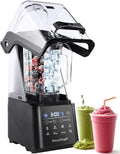 Commercial Blender, 1500W Vacuum Blender for Less Foam, Professional-Grade Quiet Shield, Kitchen Timer, 9 Speeds, 6 Programs for Smoothies, Frozen Drinks, Self-Cleaning, 64oz Bulk Production(Black)