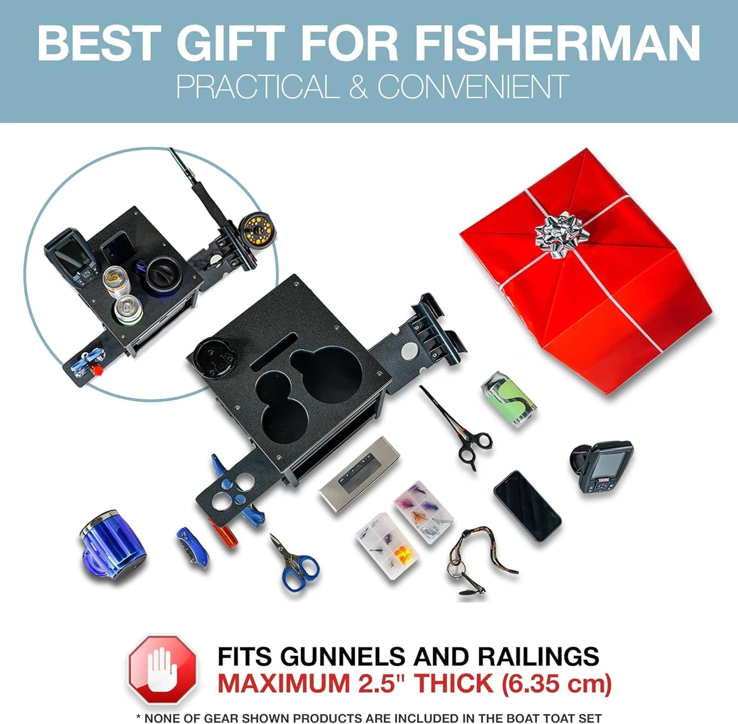 Boat Accessories for Fishing - Fits Gunnels Up to 2.5" Thick Regular(Kayak Tote)