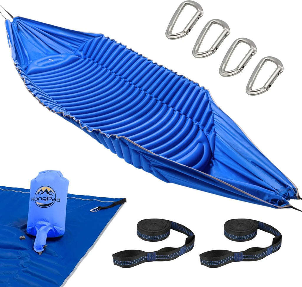 Lnsulated Hammock, Double-Wide Camping Sleeping Pad  Waterproof Beach Blanket All in One - Features Built-in Adjustable Pillow, Carabiners, Tree Straps  Waterproof QuickPump? Stuff Sack