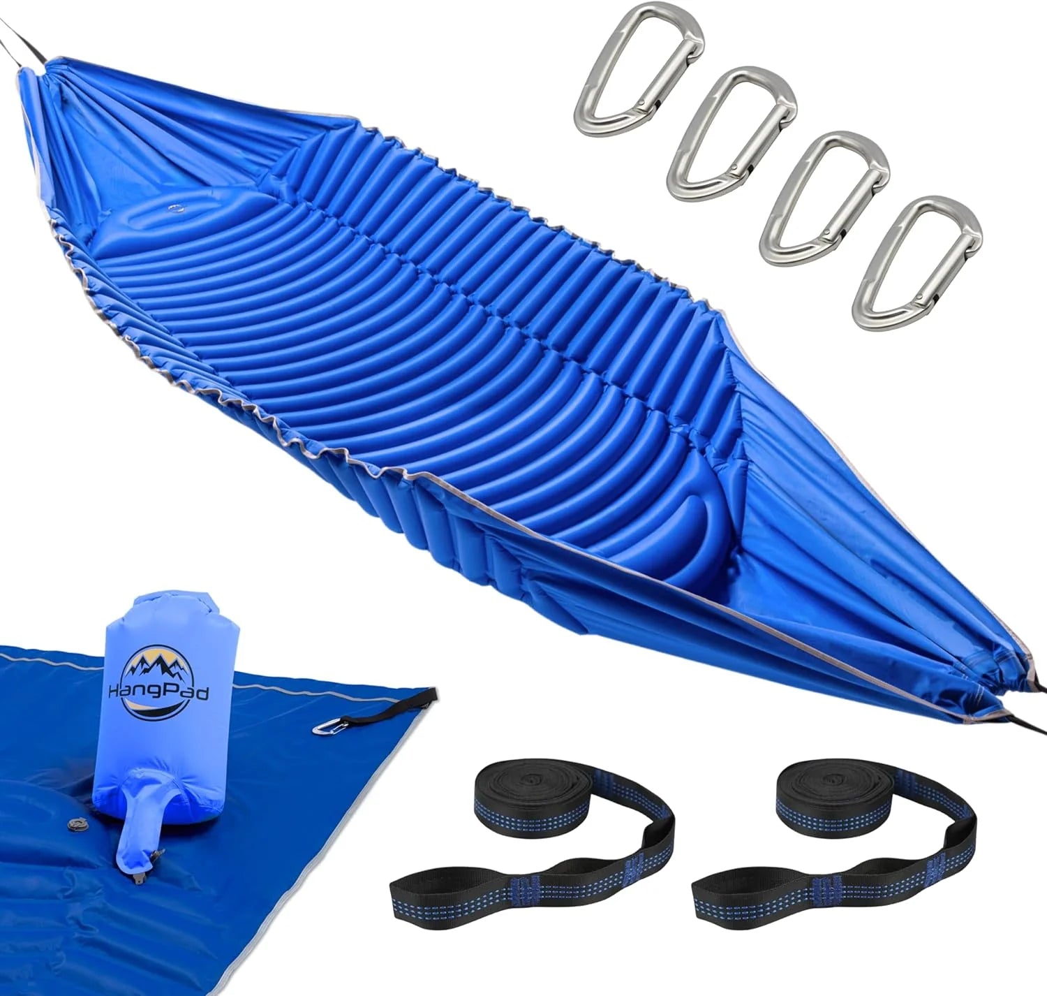 Lnsulated Hammock, Double-Wide Camping Sleeping Pad  Waterproof Beach Blanket All in One - Features Built-in Adjustable Pillow, Carabiners, Tree Straps  Waterproof QuickPump? Stuff Sack
