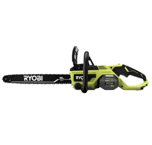 Ryobi 18" 40V Cordless Chainsaw Kit with Battery  Charger, Green