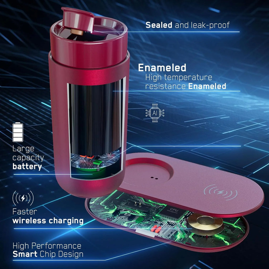 Temperature Control Heated Coffee Mug Smart Self Heating Travel Mug 12 Oz App Controlled Warmer Mug 5 Hour LED Display Keep Coffee Hot All Day up to 149℉ Fast Wireless Charger Base Black2.0(Black1.0)