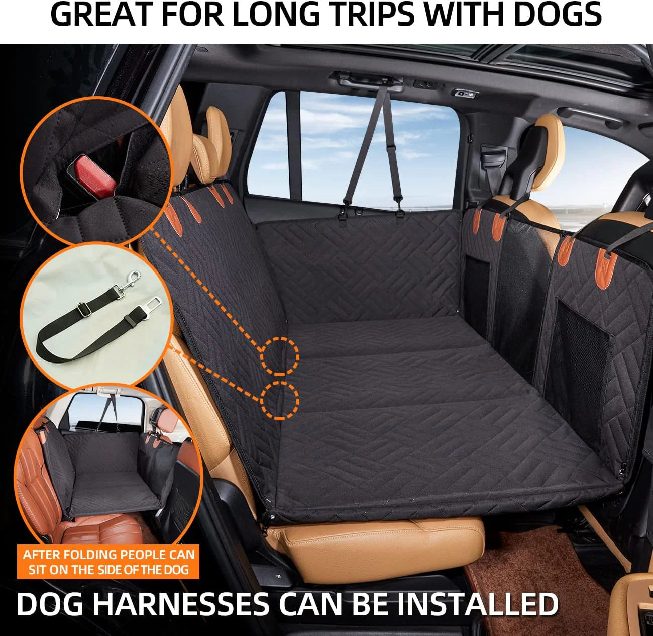 Back Seat Extender ,Dog Car Seat Cover, Camping Air Mattress, Hammock Travel Bed,Non Inflatable Car Bed Mattress for Car SUV Truck (Black)(Black)