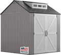 Rubbermaid Resin Outdoor Storage Shed With Floor (7 x 7 Ft) Weather Resistant Gray Organization for Home/Backyard/Garden Tools/Lawn Mower/Bike Storage/Pool Supplies(7'x7'/Gray)