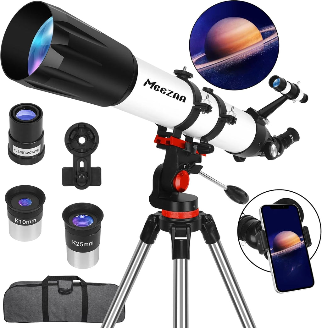 Telescope, Telescope for Adults High Powered Professional, 90mm Aperture 800mm Refractor Telescopes for Astronomy Beginners Fully Multi-Coated with AZ Mount Tripod  Phone Adapter  Carry Bag