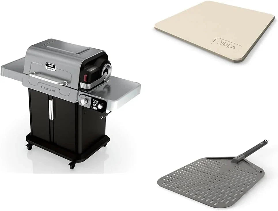 Ninja FlexFlame, Grill and Smoker, Electric and Propane Grill, Roaster, BBQ Grill, 5-in-1 Cooking System, 3 Burner, Digital Control, Outdoor Cooking, Griddle, Pizza Maker, Stainless Steel, PG301(PG301)