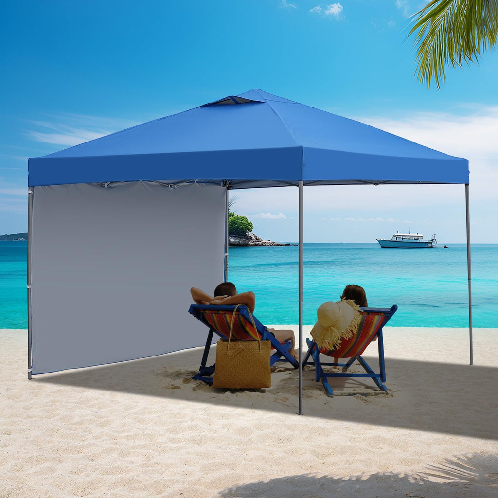 GDY 10x10 Pop Up Canopy Tent, Outdoor Canopy Tent, Patio Tent,Commercial Instant Gazebos,4 Sidewalls, Portable Shelter Canopies, with 4 sandbags, Blue.