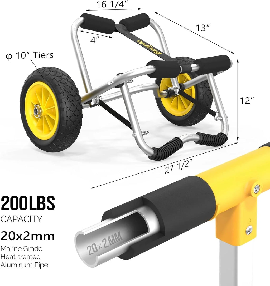 Kayak Cart Dolly Kayak Wheels Detachable Canoe Cart with Solid Tires and Kickstand Kayak Trolley(Strap for)