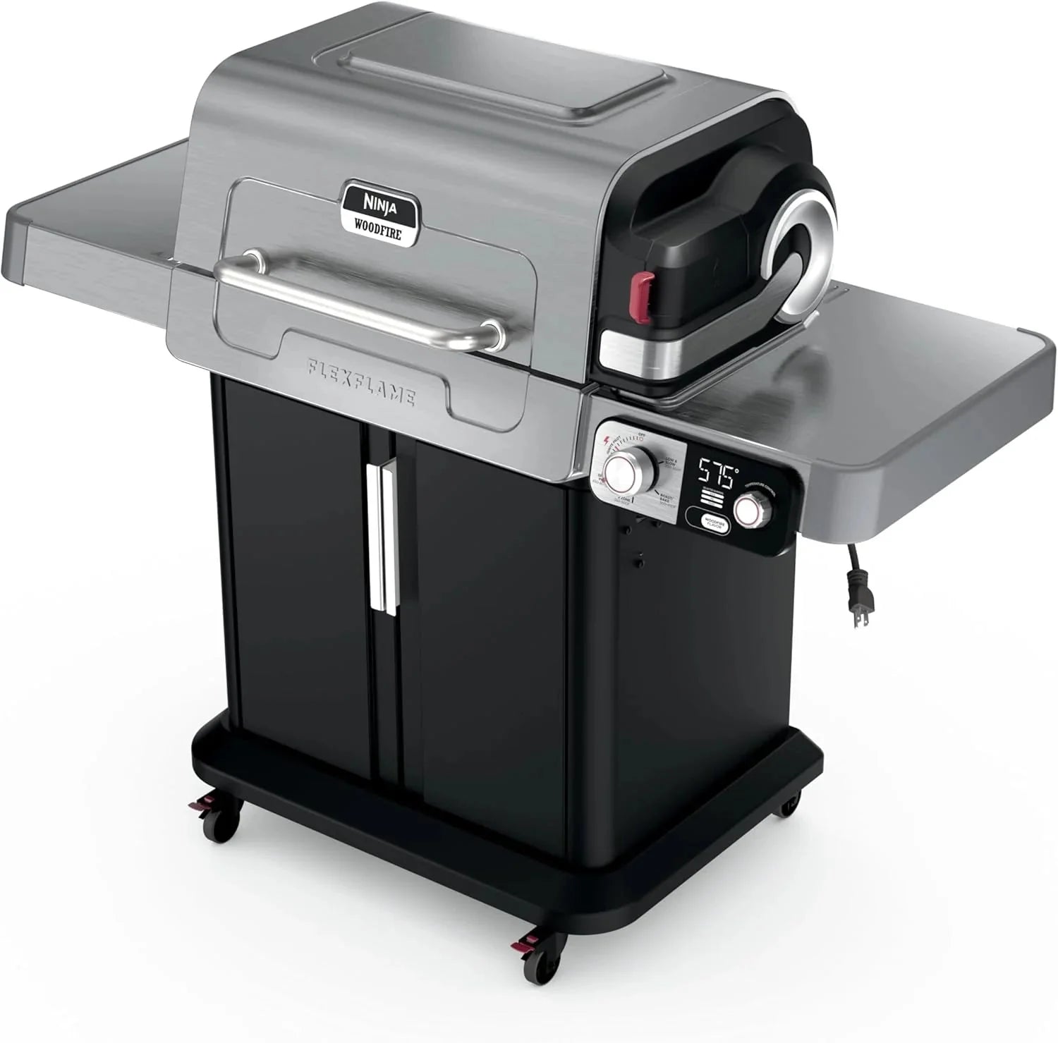 Ninja FlexFlame, Grill and Smoker, Electric and Propane Grill, Roaster, BBQ Grill, 5-in-1 Cooking System, 3 Burner, Digital Control, Outdoor Cooking, Griddle, Pizza Maker, Stainless Steel, PG301(PG301)