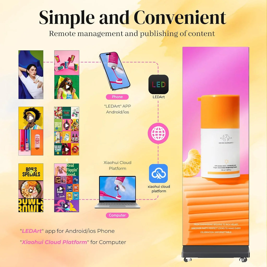 80" P1.86 Flexible Spliceable LED Poster Display – USB Plug-and-Play, Mobile  PC Remote Control, Digital Signage Advertising Screen (Silver, 1-Pack)(Silver/1-pack+Flight Case)