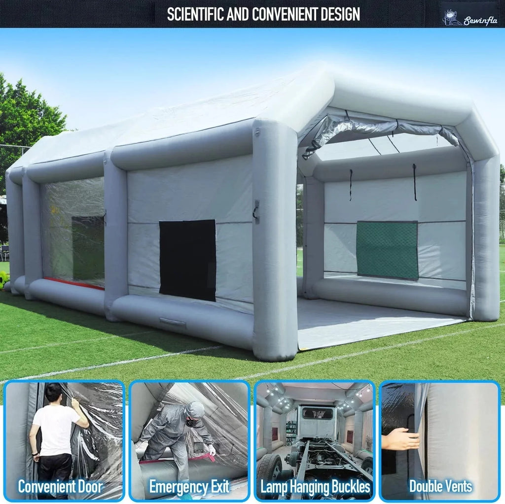 30x20x13Ft Inflatable Paint Booth with Blowers  Air Filter System – Professional Spray Tent