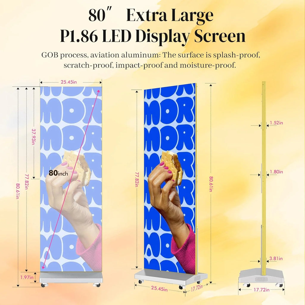 80" P1.86 Flexible Spliceable LED Poster Display – USB Plug-and-Play, Mobile  PC Remote Control, Digital Signage Advertising Screen (Silver, 1-Pack)(Silver/1-pack+Flight Case)