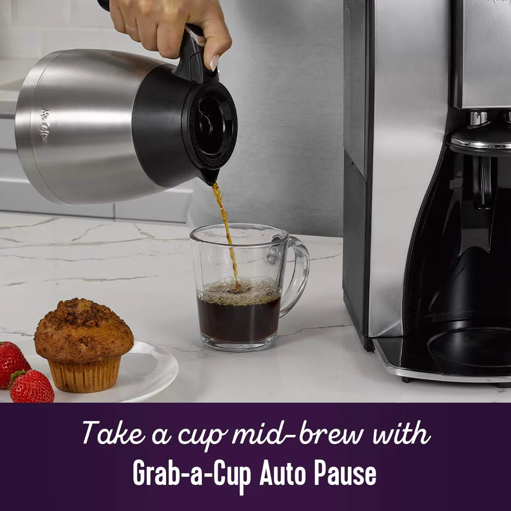 Mr. Coffee 10-Cup Programmable Coffee Maker, Insulated Thermal Carafe(Stainless Steel/10 Cup Thermal Carafe + Strong Brew)