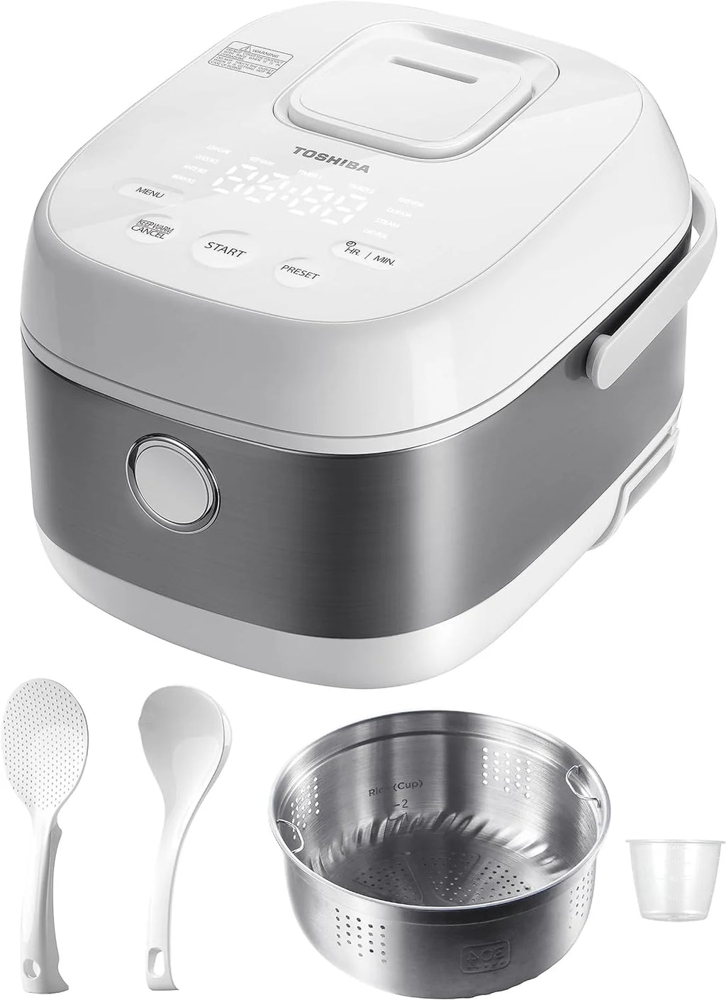 Rice Cooker Induction Heating, with Low Carb Rice Cooker Steamer 5.5 Cups Uncooked - Japanese Rice Cooker, 8 Cooking Functions, 24-Hr Timer and Auto Keep Warm, White(Silvery white)