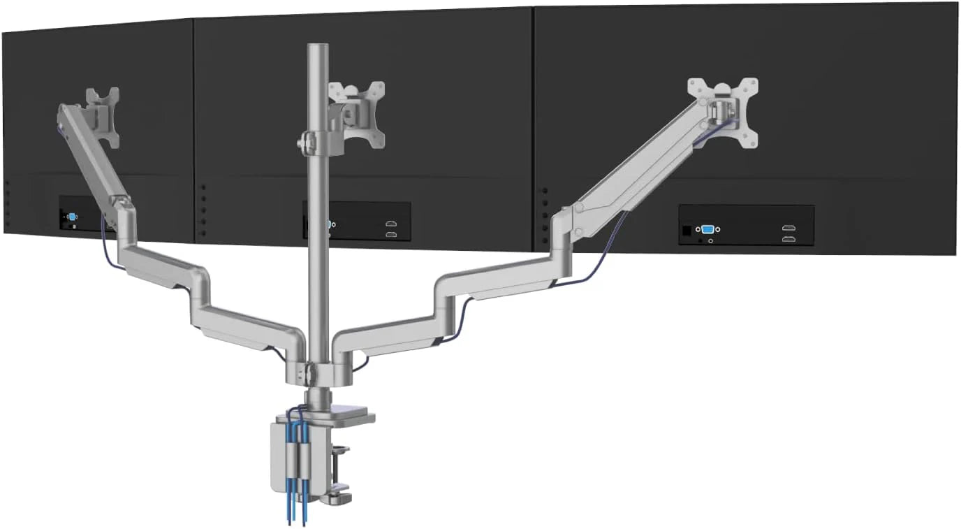 Triple Monitor Stand with USB  Adjustable Height, 2432" VESA 75/100mm