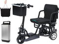 3-Wheel Folding Electric Mobility Scooter  Lightweight, Detachable Basket, LED Lights, Black(Black)