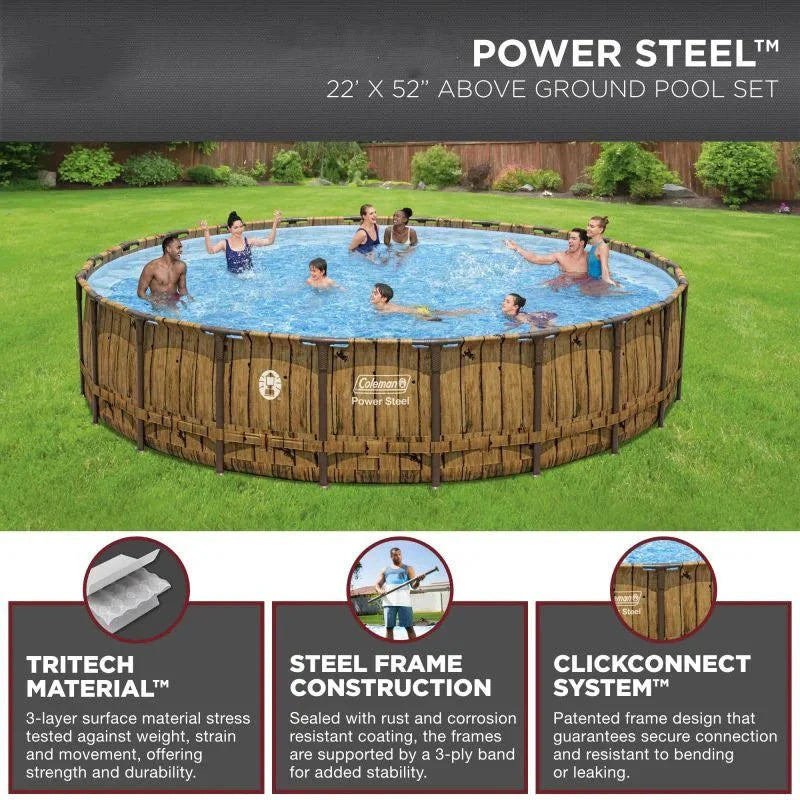 22' x 52" Round Above Ground Pool Set