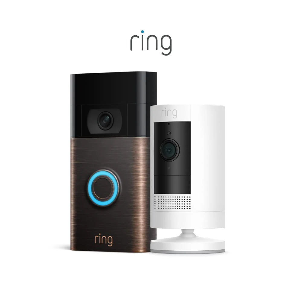 Ring Video Doorbell with Ring Stick Up Cam (White) and Ring Alarm 8-piece (White)(Venetian Bronze/with Ring Stick Up Cam and Alarm 8PC)