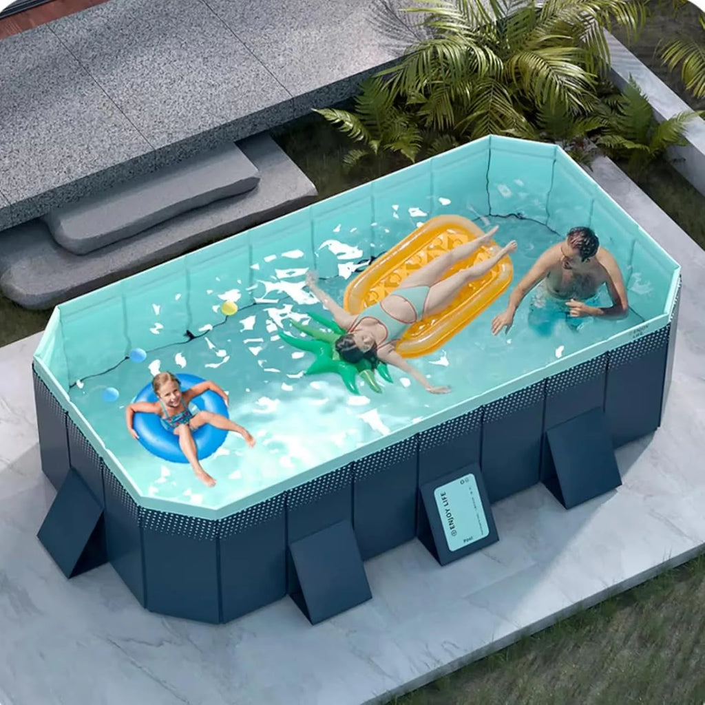 Pool Above Ground/Wood Frame Swimming Pools, 5feet/ 6foot/ 7ft/ 8ft/ 9ft/ 13ft Long Outdoor Mini Large Rectangular Pool for Indoor Outdoor Backyard Home, Toddler Adults Relax Pool (Size : 1.6x1.2x0.(2.9x1.7x0.55m/9.6x5.4x1.8ft/1850L/488GAL)