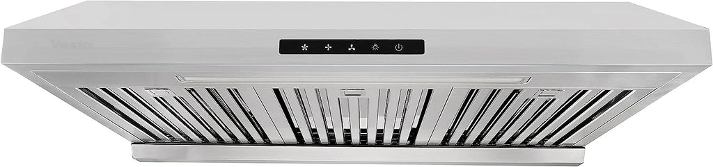 Powerful 30 Inch Under Cabinet Range Hood With Seamless Stainless Steel Body, Twin Turbo Motors, 3 Speed Touch Screen, Round Vent, Baffle Filters, LED Lights, Oil Collector(850 CFM)