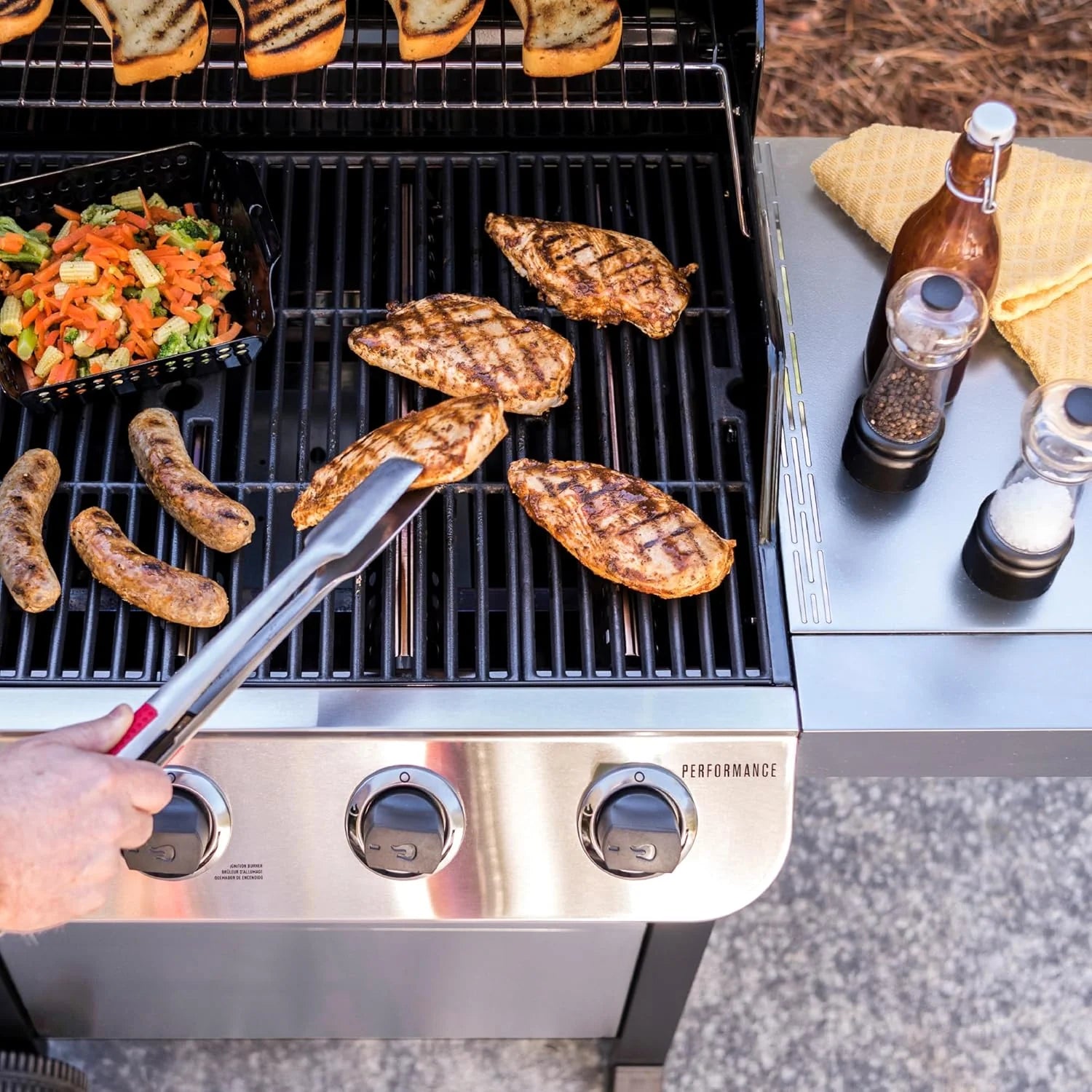 Performance Series Convective 4-Burner with Side Burner Cart Propane Gas Stainless Steel Grill - 463377319(Performance Series Convective 4-Burner with Side Burner Cart)