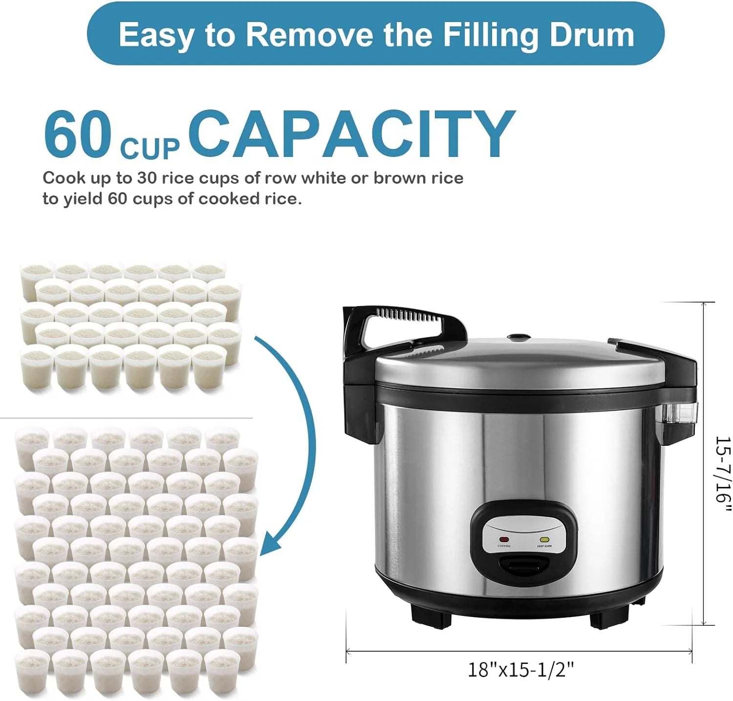 60-Cup (Cooked) Commercial Rice Cooker and Warmer