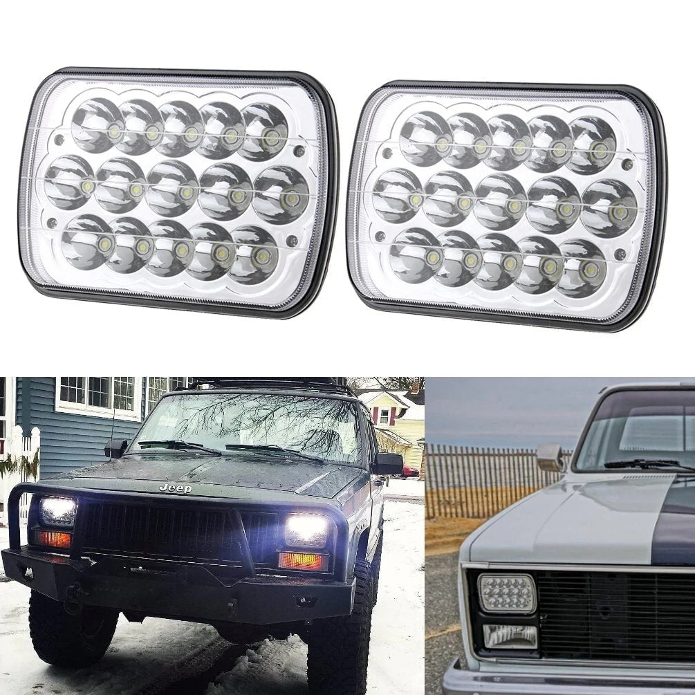 5x7 7x6 LED High/Low Seal Beam H4 9003 Plug 6054 H5054 for Jeep Wrangler YJ XJ GMC Ford Truck Cherokee Chevrolet Toyota Nissan Dodge (2 / set)