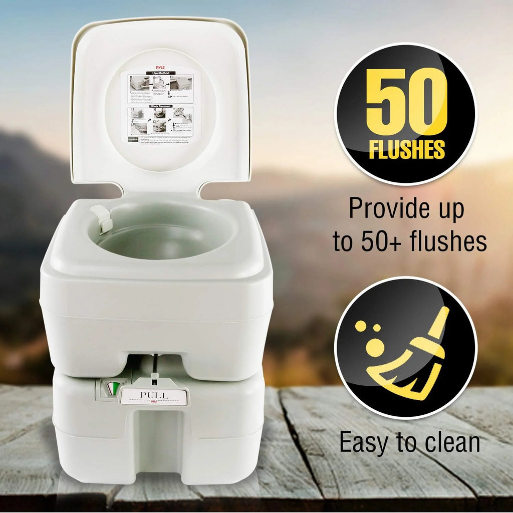 Portable Toilet with Carry Bag – Indoor Outdoor Toilet with CHH Piston Pump  Level Indicator – 5.3 Gallon Large Waste Tank – 100-120 Flushes for RV, Camping, Hiking  Boating, SLCATL320(37cm x 41cm x 35cm/Gray/Portable Toilet)