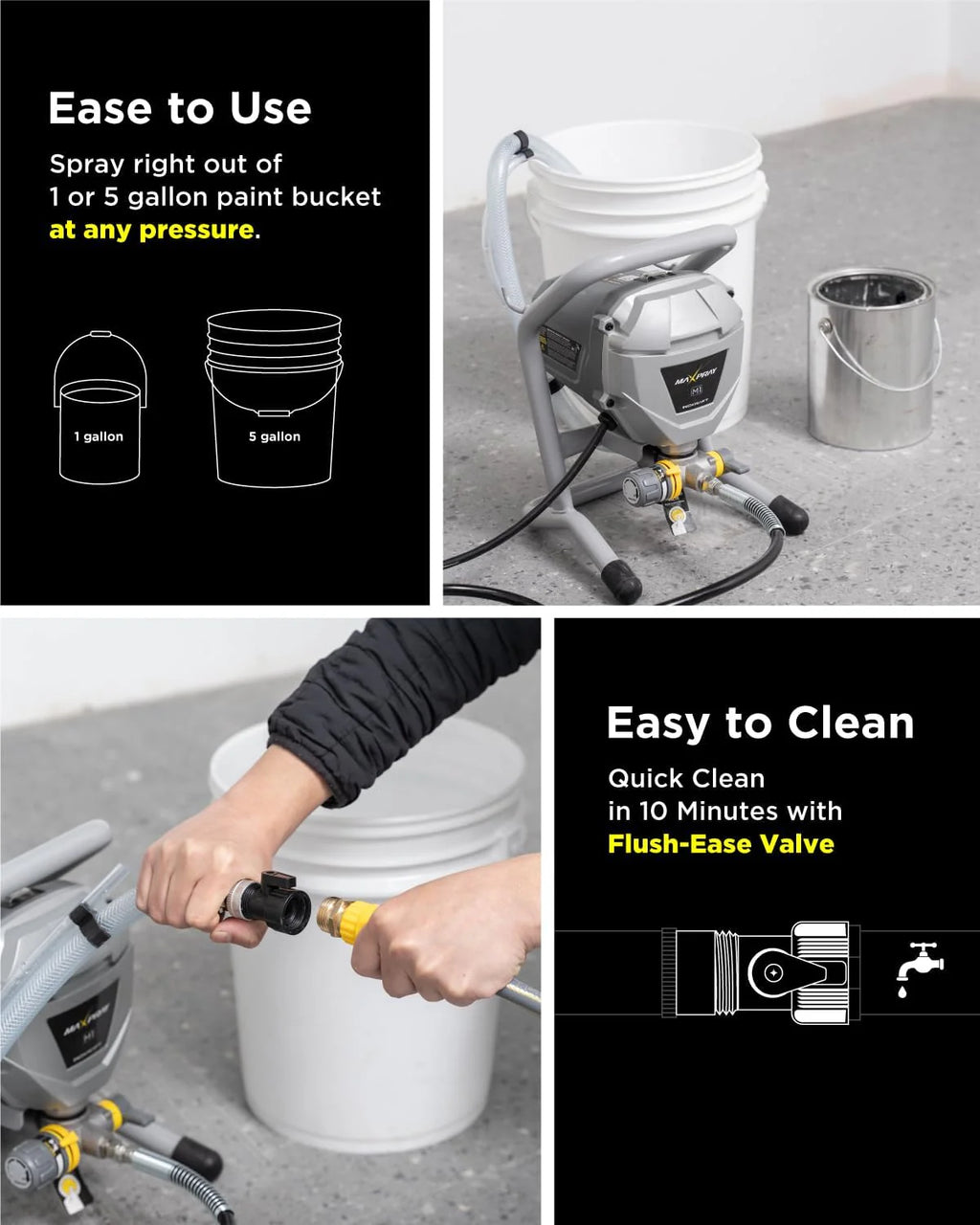 Airless Paint Sprayer, 2024 Version, High Efficiency, Thinning-Free, Minimal Overspray, for Home Exterior  House Interior DIY Painting Projects, with Paint Sprayer Accessories