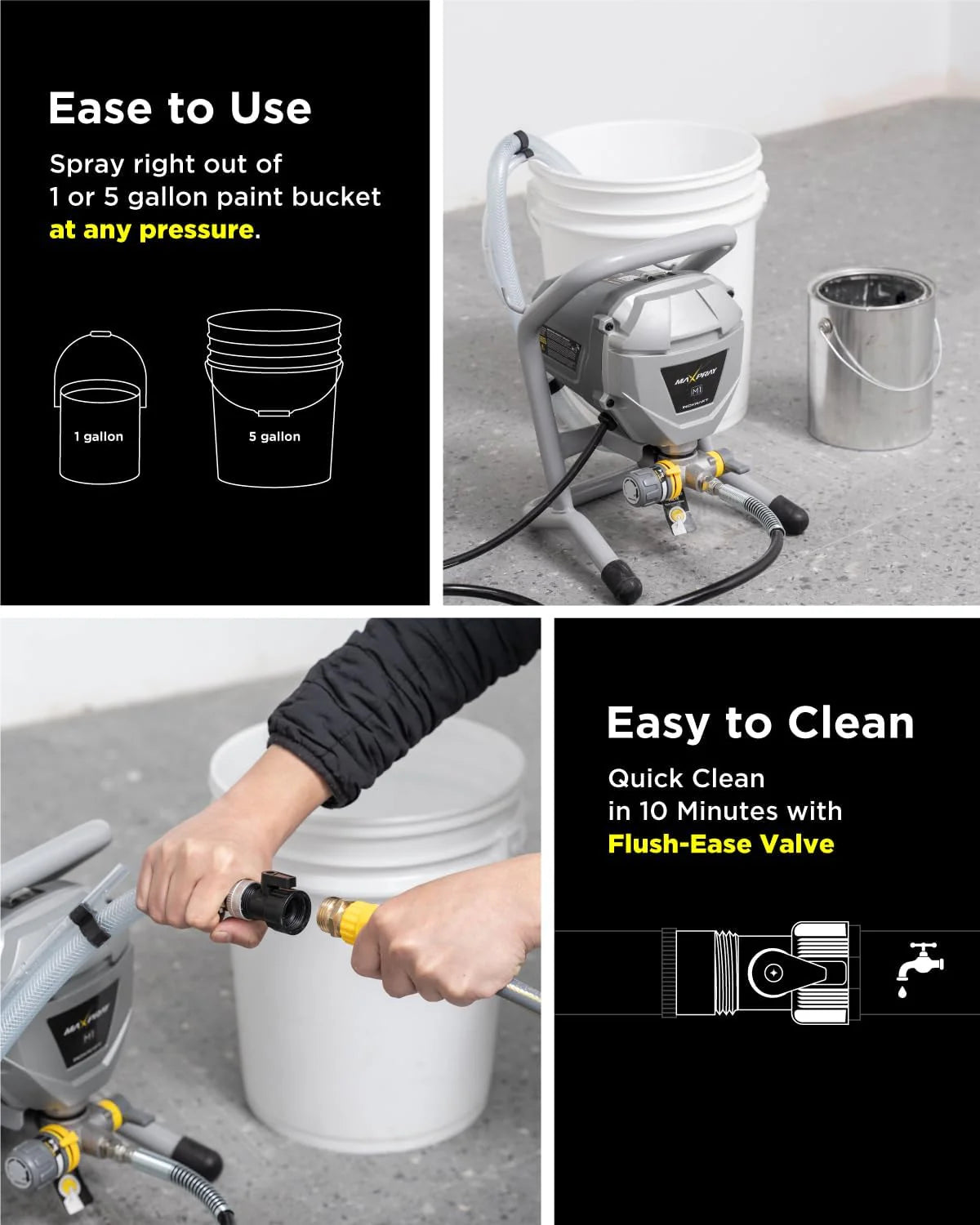 Airless Paint Sprayer, 2024 Version, High Efficiency, Thinning-Free, Minimal Overspray, for Home Exterior  House Interior DIY Painting Projects, with Paint Sprayer Accessories