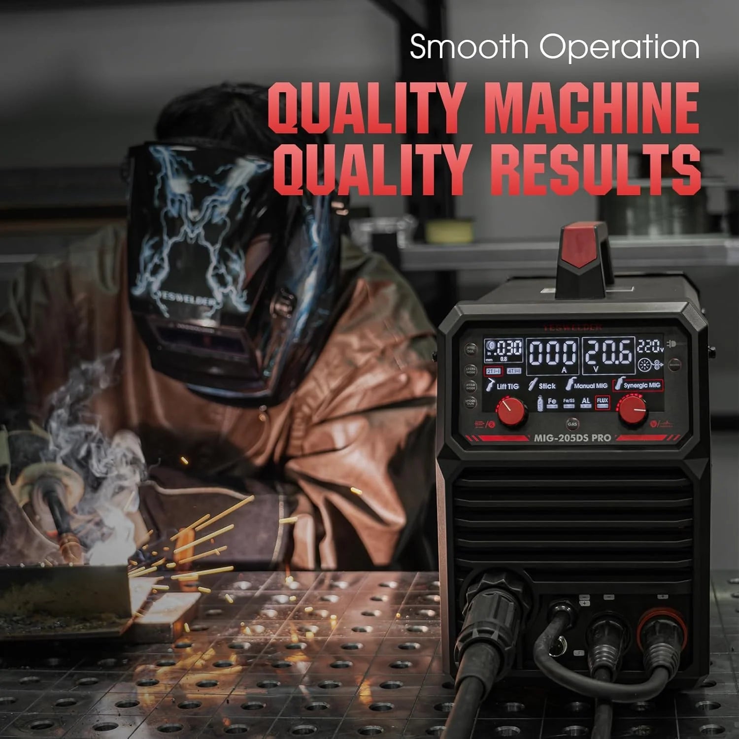 YESWELDER 135Amp MIG Welder,110V Flux Core Welder Flux Core MIG/Lift TIG/Stick 3-in-1 Large LED Digital Display Welding Machine IGBT Inverter Welder FLUX-135PRO(MIG-250PRO)