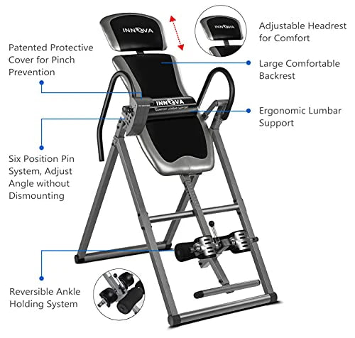 INNOVA HEALTH AND FITNESS ITX9600 Heavy Duty Inversion Table, Standard Ankle Holding System