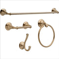 4-Piece Bath Hardware Set with 24 in. Towel Bar, Toilet Paper Holder, Towel Ring, Towel Hook in Champagne Bronze(4-Piece Accessory Kit/Champagne Bronze)
