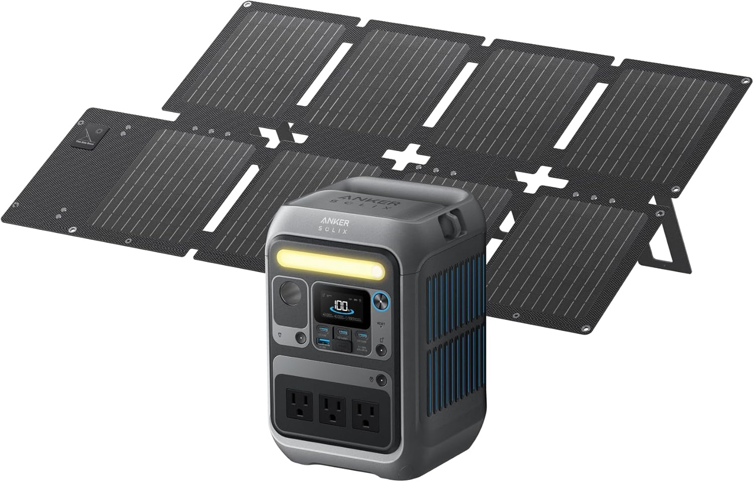 Anker Solar Generator SOLIX C300 with 60W Solar Panel, 288Wh Portable Power Station, 300W (600W Surge), LiFePO4 Battery, 140W Two-Way Fast Charging, for Outdoor Camping, Traveling, and Emergencies(Anker SOLIX C300+60W Solar Panel)