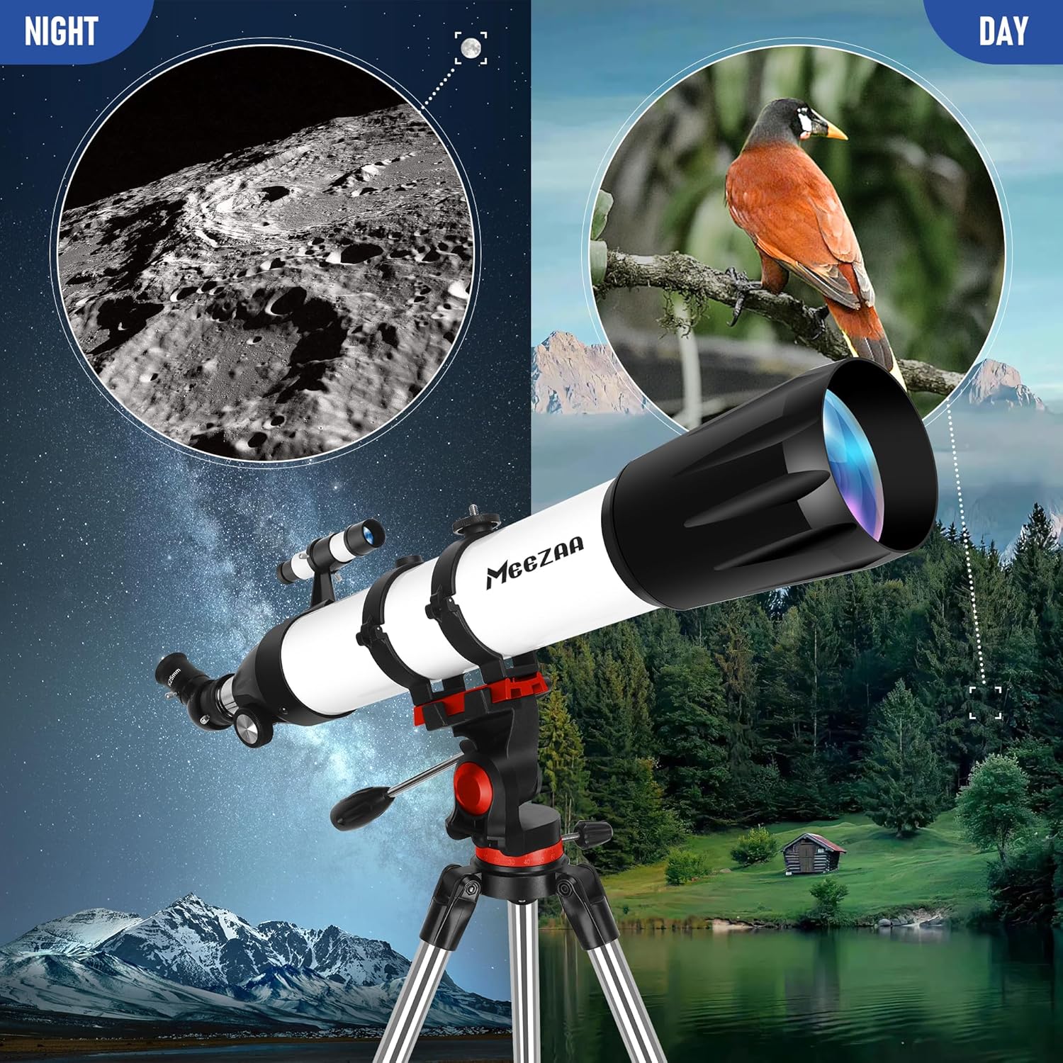 Telescope, Telescope for Adults High Powered Professional, 90mm Aperture 800mm Refractor Telescopes for Astronomy Beginners Fully Multi-Coated with AZ Mount Tripod  Phone Adapter  Carry Bag