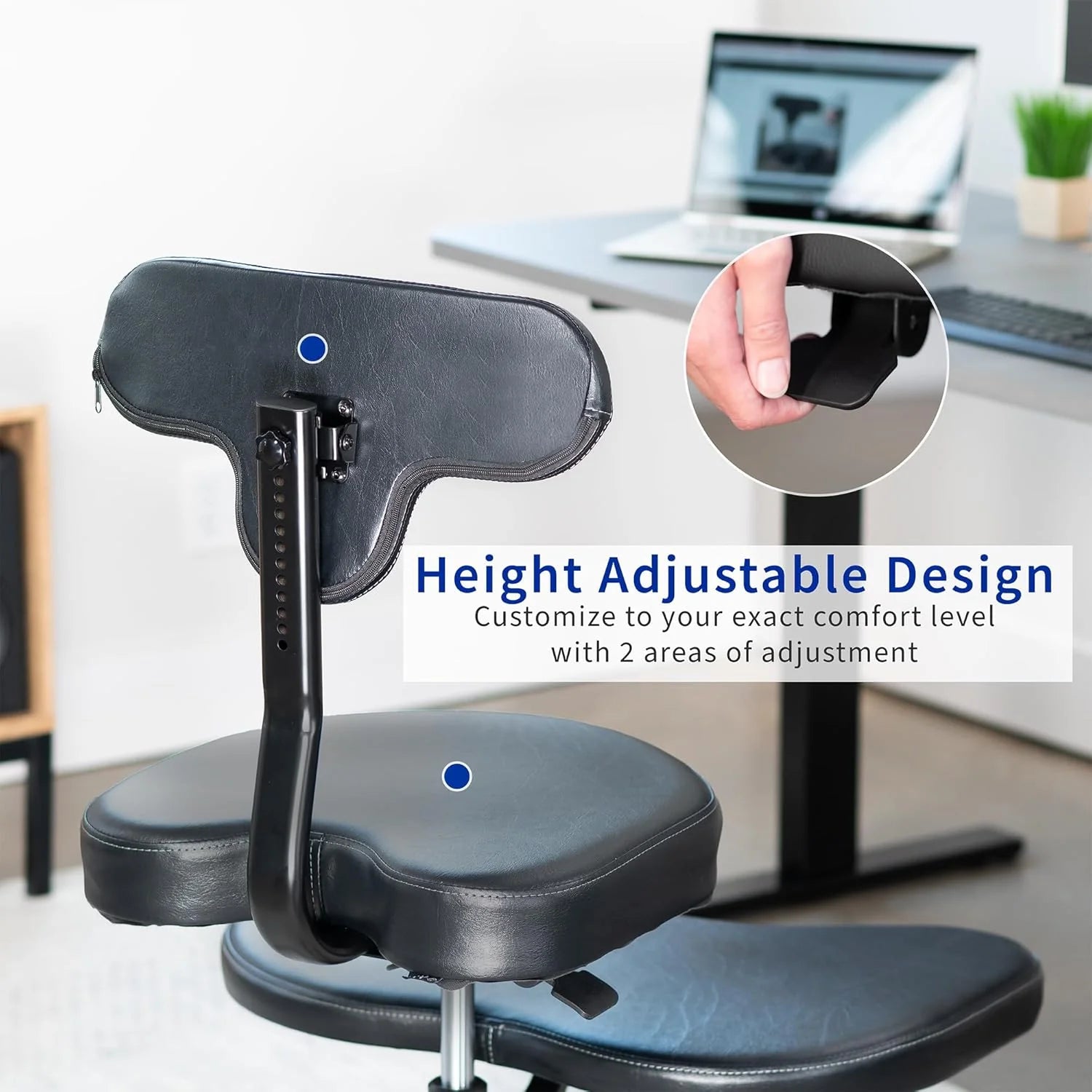VIVO Cross-Legged Office Chair – Adjustable Height Floor Chair with Back Support for Yoga, Meditation, and ADHD (Black, CHAIR-CL02B-R)
