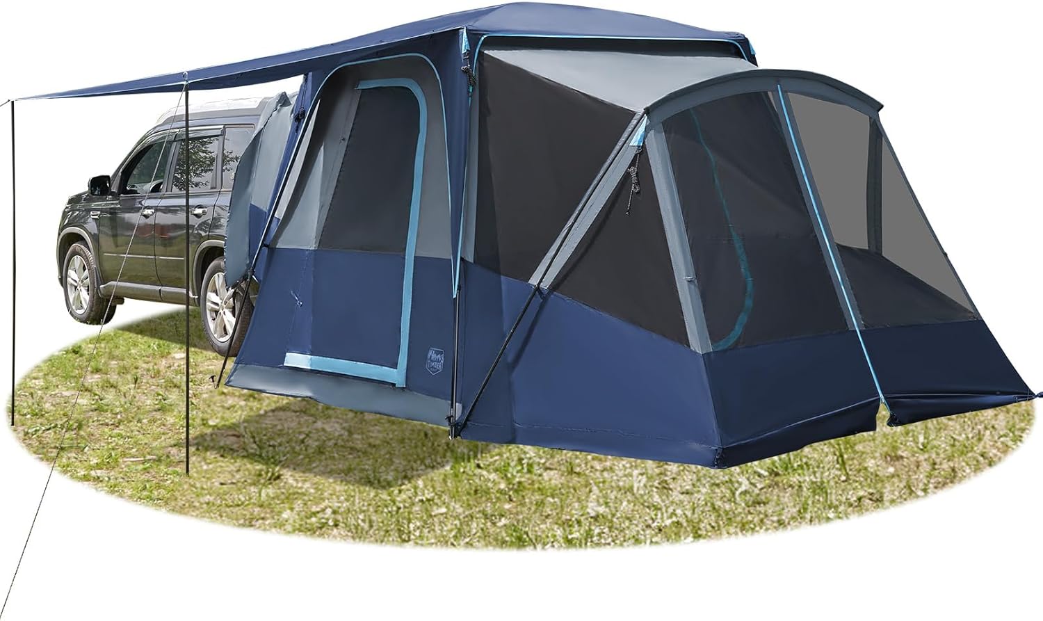 5-9 Person SUV Tent with Screen Porch and Awning for Family Camping, Weather Resistant and Portable Van or Car Tent, Includes Rainfly and Storage Bag, 13' W X 10' L X 7.1' H(Green)