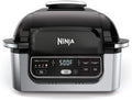 5-in-1 Indoor Electric Grill with Air Fry, Roast, Bake  Dehydrate - Programmable, Black/Silver(Black/Silver/4-Quart)