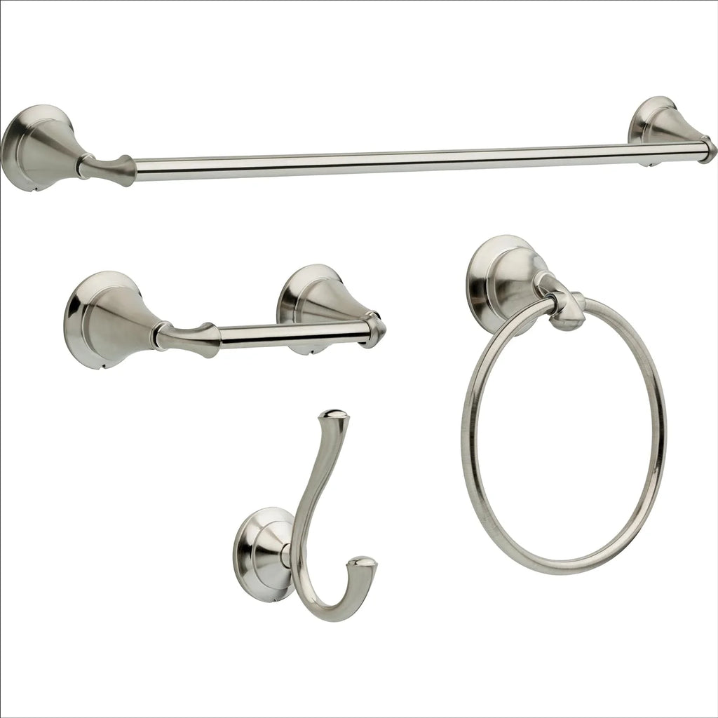 4-Piece Bath Hardware Set with 24 in. Towel Bar, Toilet Paper Holder, Towel Ring, Towel Hook in Champagne Bronze(4-Piece Accessory Kit/Champagne Bronze)