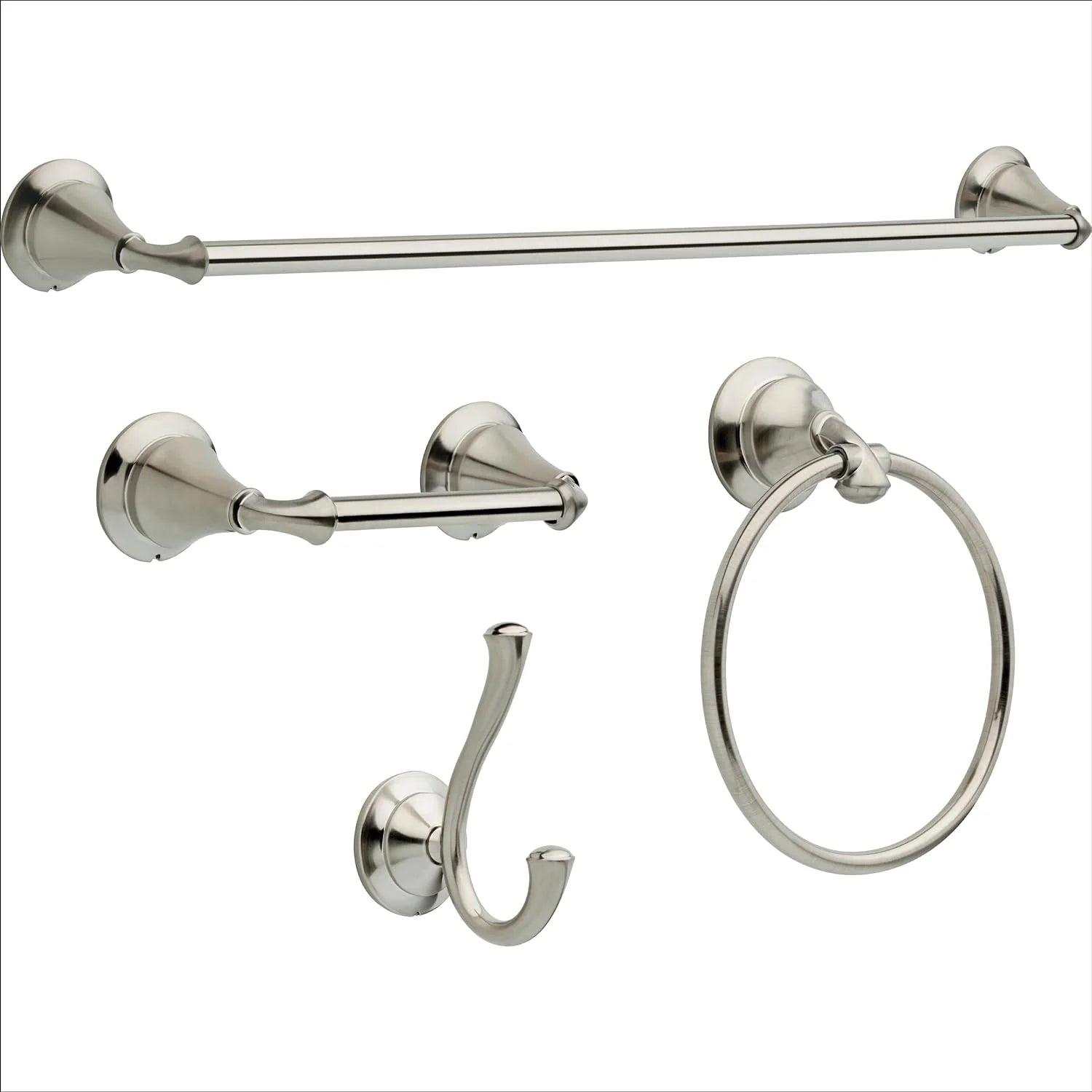 4-Piece Bath Hardware Set with 24 in. Towel Bar, Toilet Paper Holder, Towel Ring, Towel Hook in Champagne Bronze(4-Piece Accessory Kit/Champagne Bronze)