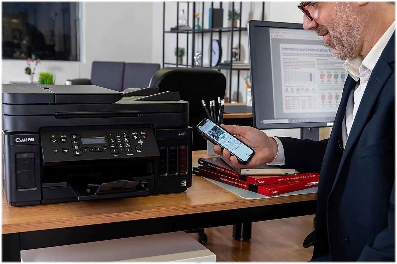 All-in-one Printer Home Office | Wireless Super Tank Printer | Copier | Scan, | Fax and ADF with Mobile Printing, Black, Works with Alexa