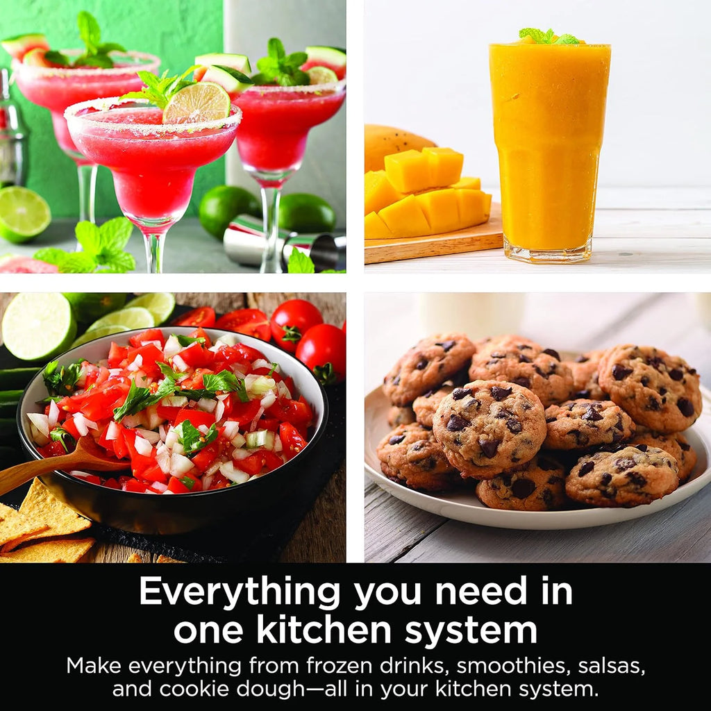 Ninja Blender, Mega Kitchen System, 1500W, 4 Functions for Smoothies, Processing, Dough, Drinks  More, with 72 Blender Pitcher, 64 Processor Bowl, 2 Nutri Cups + Lids, Black, BL770(Pitcher+Bowl+(2) 18-oz. Cups)
