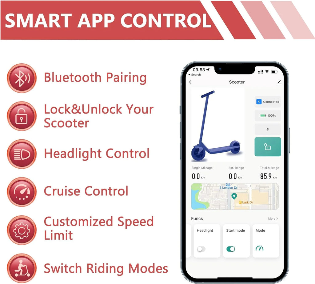 Electric Scooter - 350W Motor, Max 21 Miles Long Range, 19Mph Top Speed, 8.5" Tires, Portable Folding Commuting Electric Scooter Adults with Dual Braking System and App Control