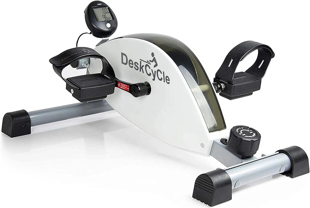 Under Desk Bike Pedal Exerciser - Stationary Bikes for Home  Office - Standard and Adjustable Height Versions(White Adjustable Height)