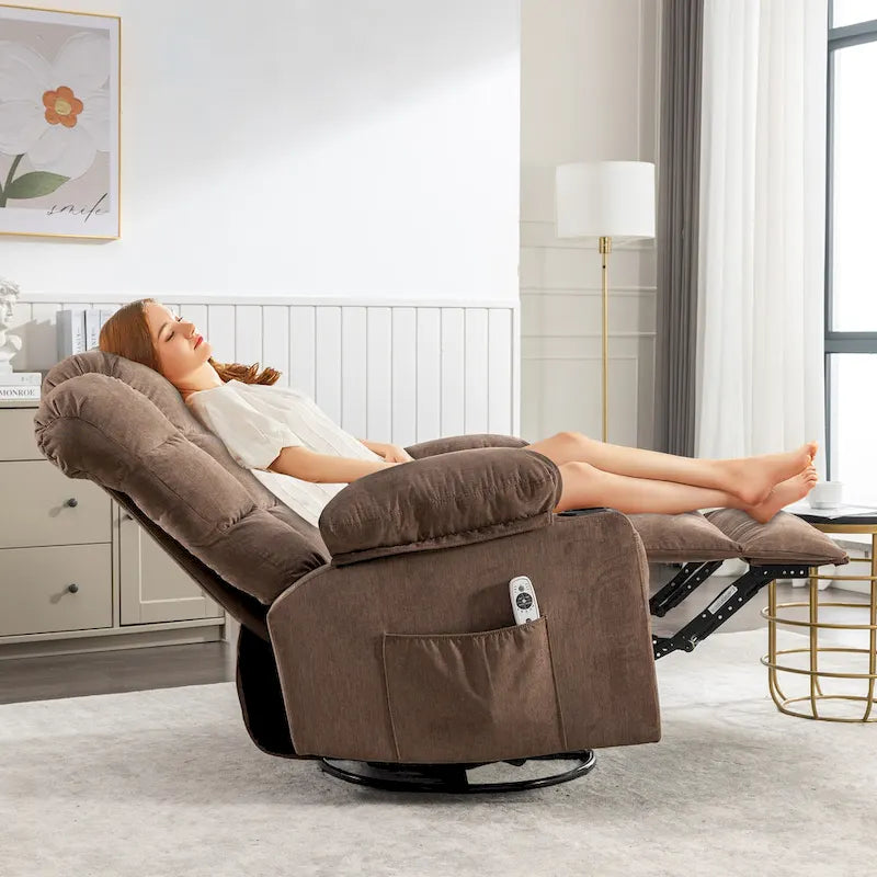 Massage Rocker Recliner Chair Rocking Chairs for Adults Oversized with 2 Cup Holders, USB Charge Port Soft Features a Manual Mas(N/A)