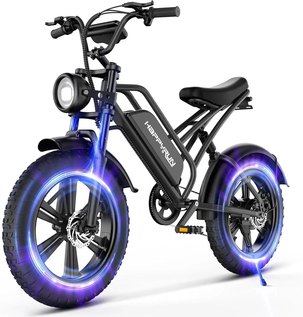 Happyrun Electric Bike for Adults 20" Fat tire with 750W Motor Ebike 48V 18AH Removable Battery 20MPH  68 Miles