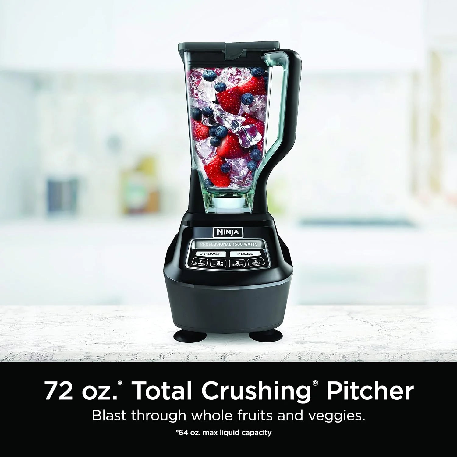 Ninja Blender, Mega Kitchen System, 1500W, 4 Functions for Smoothies, Processing, Dough, Drinks  More, with 72 Blender Pitcher, 64 Processor Bowl, 2 Nutri Cups + Lids, Black, BL770(Pitcher+Bowl+(2) 18-oz. Cups)