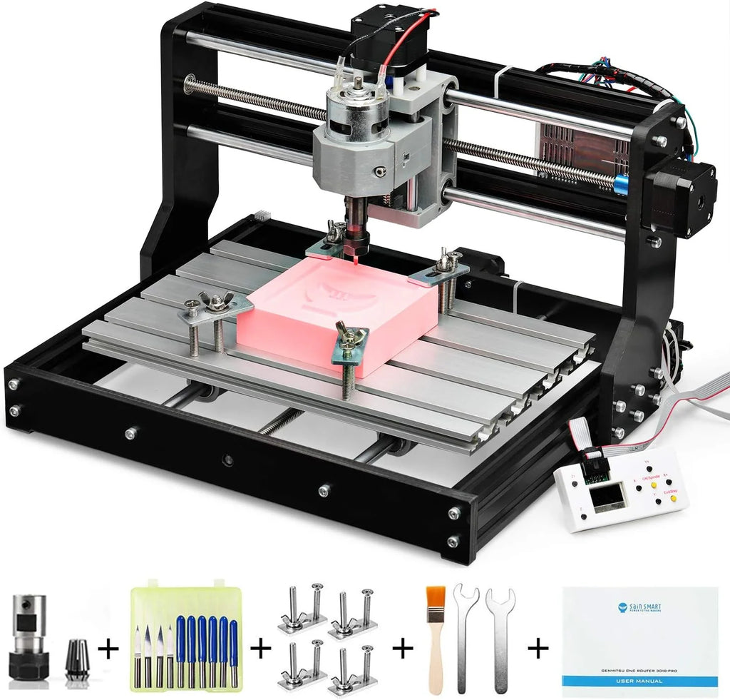 Router Kit GRBL Control 3 Axis Plastic Acrylic PCB PVC Wood Carving Milling Engraving Machine with Offline Controller, XYZ Working Area 300 x 180 x 45mm(3020-PRO MAX)